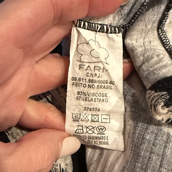 FARM Rio Black/Cream Banana Print Short Sleeve Tiered Boho Knit Dress Medium - Picture 7 of 9